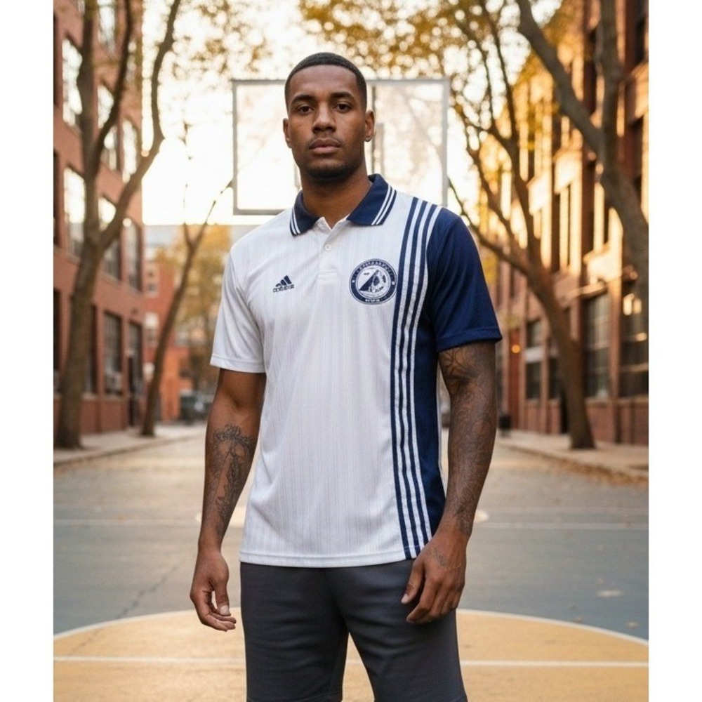 Adidas Westport Soccer Assn Jersey Polo Shirt Men's Size M White Navy #27 USA